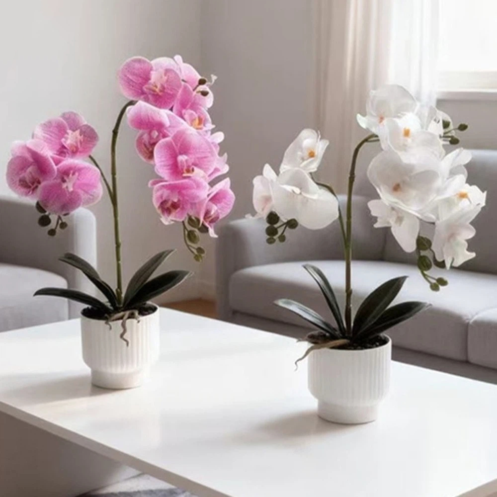 Orchid Phalaenopsis - Orquídea Borboleta Artificial Multi-Bloom com Vaso